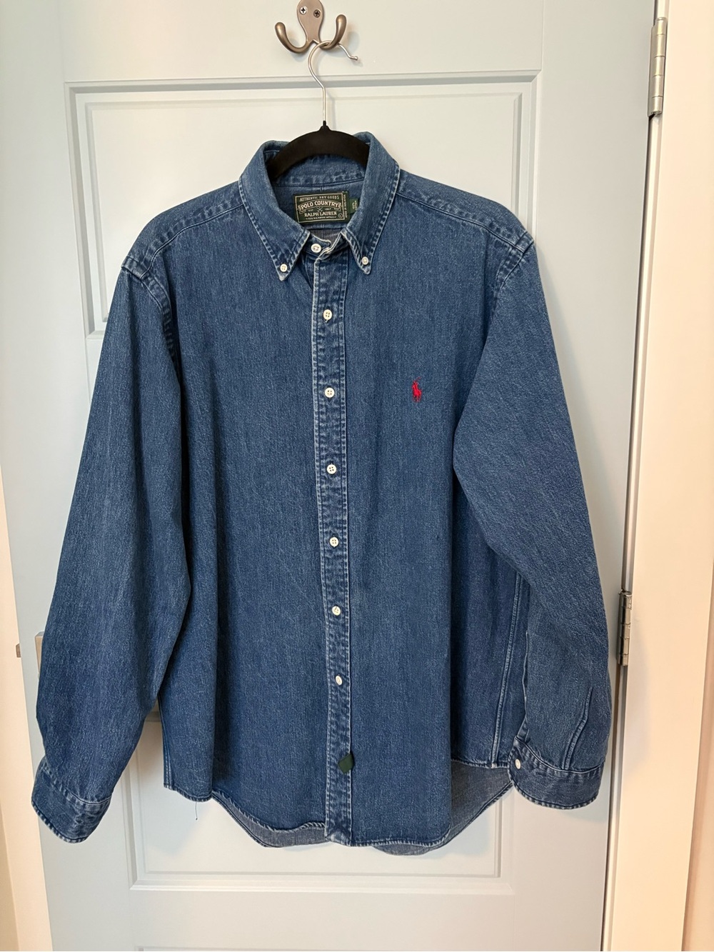 Authentic Dry Goods Polo Country Blue Denim Button-Down Shirt EUC